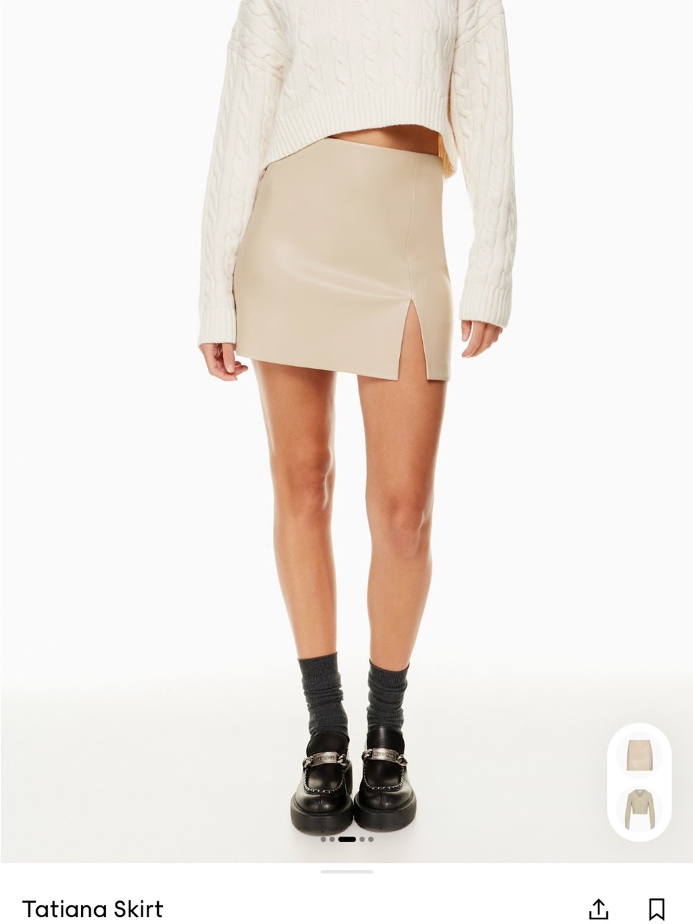 Sunday’s Best Tatiana Skirt — Cream Faux Leather Mini Skirt